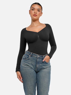 Seamless Long Sleeve Tummy Control Thong Bodysuit