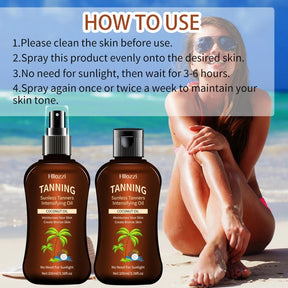 Conjunto de spray de óleo bronzeador de coco e frasco flip (2 unidades) 