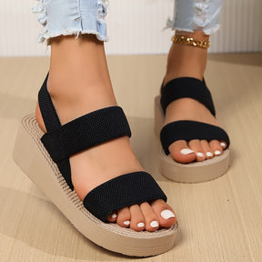 Damen Sommersandalen mit elastischem Riemen, Schlupfschuhe